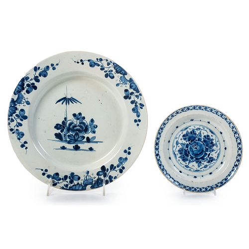 An English Delftware Chinoiserie Charger and Plate
