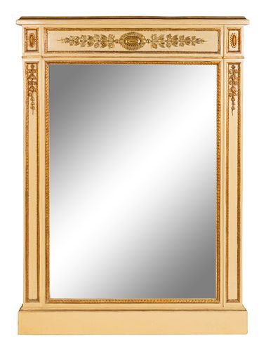 A Pair of Neoclassical Style Parcel-Gilt and Cream-Painted Mirrors
Height 54 1/2  x width 39 inches.