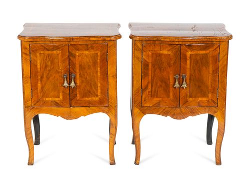 A Pair of Italian Walnut Bedside Cabinets
Height 30 x 22 x depth 16 inches.