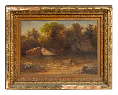 Attributed to Johann Hermann Carmiencke
(German, 1810-1867)
Landscape with Rocks and Stream