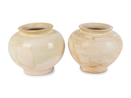 Two Chinese Tang/Song Ceramic Jars
Height 5 3/4 x diameter 6 3/4 inches.