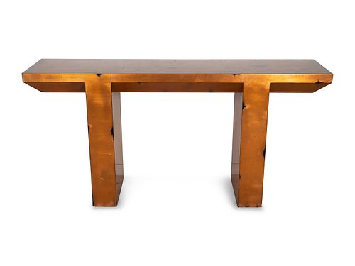 A Contemporary Bronze-Lacquered Console
Height 34 3/4 x length 70 x depth 16 inches.