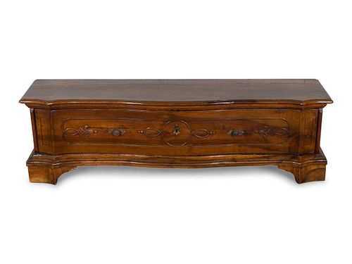 A French Provincial Style Walnut Low Chest
Height 18 1/2 x length 63 x depth 15 inches.