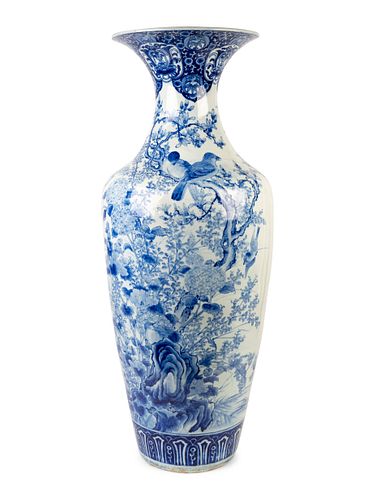 A Japanese Transfer-Printed and Painted Porcelain Large Vase
Height 37 x diameter of mouth 15 inches.