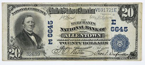 1902 $20 Merchants NB Allentown, PA