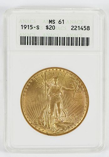 1915-S St. Gaudens $20 Gold Coin 