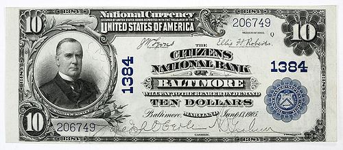 1902 $10 Citizens NB Baltimore, Maryland 
