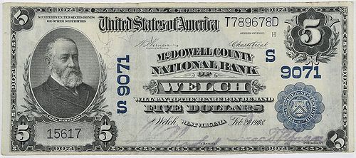 1902 $5 McDowell County NB Welch, WV