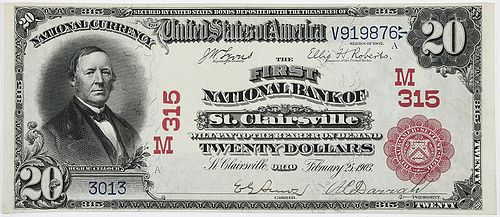 1902 $20 First NB St. Clairsville, Ohio