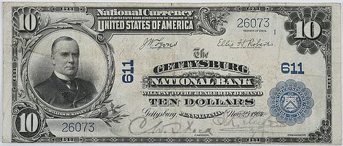 1902 $10 Gettysburg National Bank, Pennsylvania 