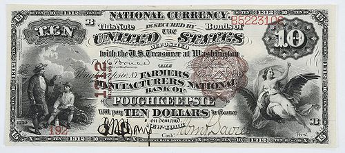 1882 $10 Farmers Manuf. NB Poughkeepsie, NY
