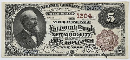 1882 $5 American Exchange NB New York City, NY