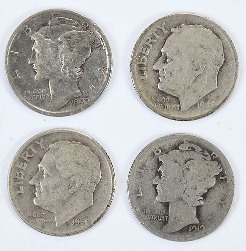 Group of Mercury and Roosevelt Silver Dimes