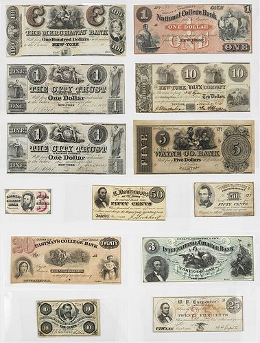 13 New York Obsolete Bank Notes 