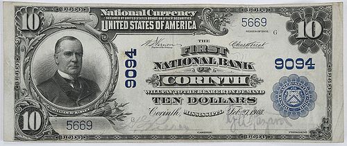 1902 $10 First NB Corinth, Mississippi