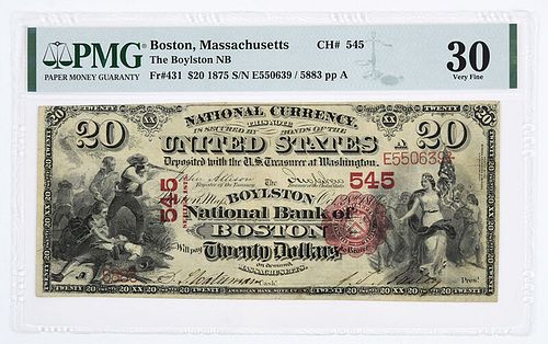 1875 $20 Boylston NB of Boston, Massachusetts