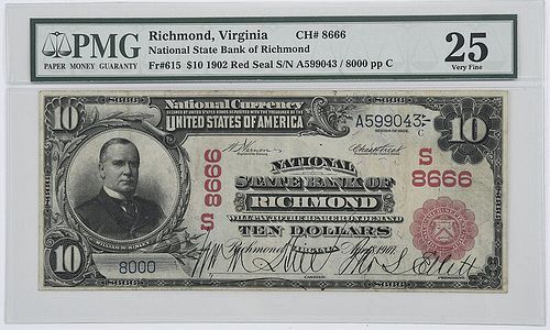 1902 $10 National State Bank Richmond, Virginia