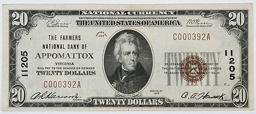 1929 $20 Farmers NB Appomattox, Virginia 