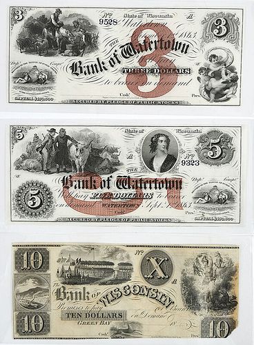 Three Wisconsin Obsolete Bank Notes