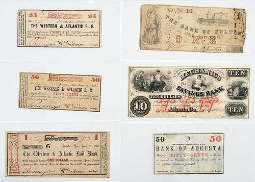 28 Georgia Obsolete Bank Notes 