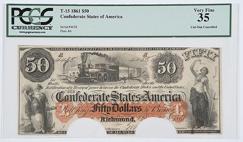1861 $50 Confederate Note T-15