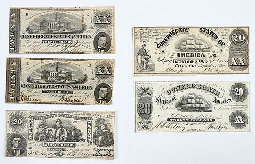 Group of Confederate $20 Notes 