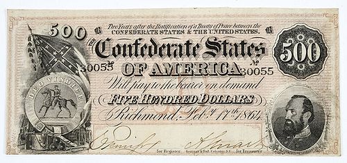 1864 $500 Confederate Note T-64