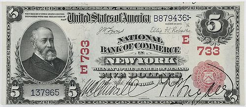 1902 $5 National Bank of Commerce New York, NY