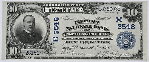 1902 $10 Illinois National Bank Springfield, IL