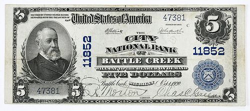 1902 $5 City NB Battle Creek, Michigan 