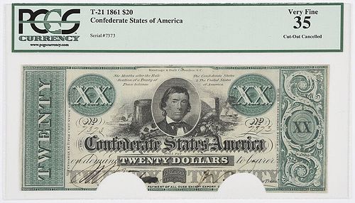 1861 $20 Confederate Note T-21