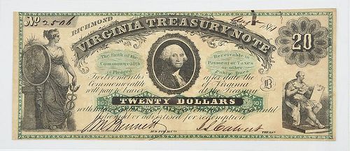 1861 $20 Virginia Treasury Note