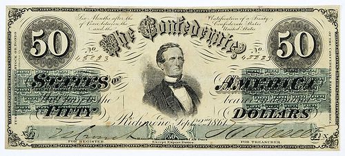 1861 $50 Confederate Note T-16