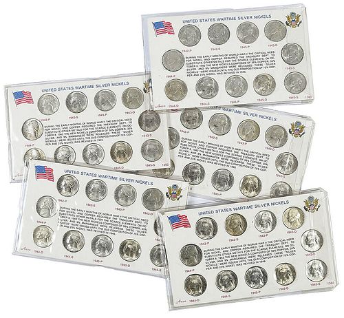 Five Jefferson Wartime Nickel Sets