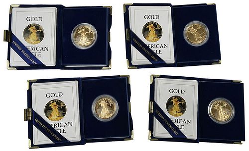 Four American Gold Eagle Coins