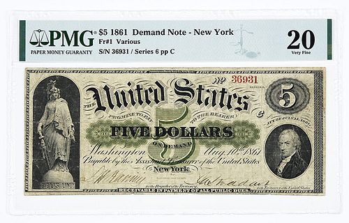 1861 $5 New York Demand Note