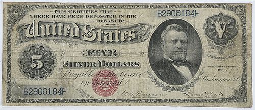 1886 $5 Grant Silver Certificate