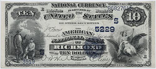 1882 $10 American NB Richmond, Virginia 