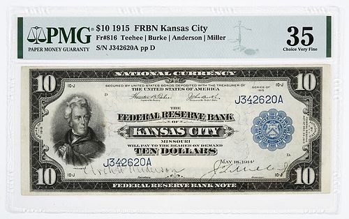 1915 $10 Kansas City Federal Reserve Bank Note