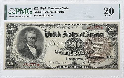 1890 $20 Treasury Note 