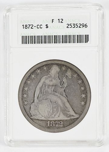 1872-CC Seated Liberty Silver Dollar 