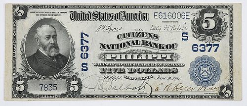 1902 $5 Citizens NB Philippi, West Virginia 