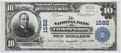 1902 $10 NB Fredericksburg, Virginia 