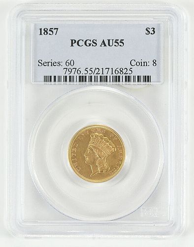 1857 Indian Princess $3 Gold Coin 