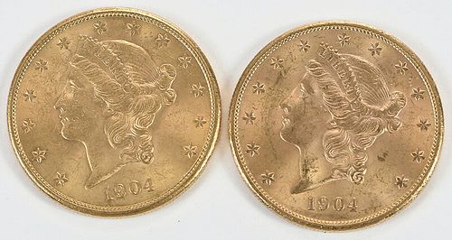 Two Liberty Head $20 Gold Coins
