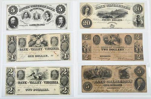 24 Virginia Obsolete Bank Notes 