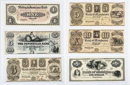 19 Michigan Obsolete Bank Notes 