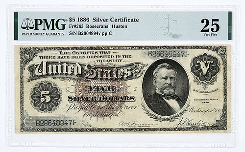 1886 $5 Grant Silver Certificate