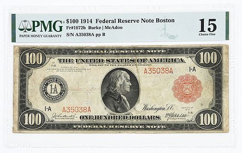 1914 $100 Boston Federal Reserve Note