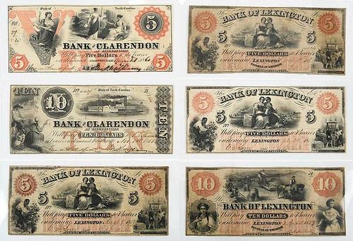 25 North Carolina Obsolete Bank Notes 